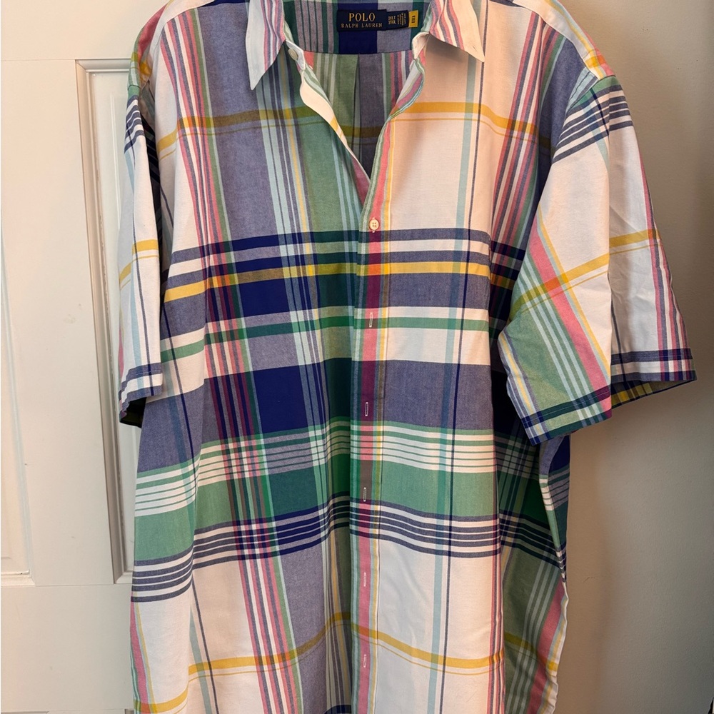 Polo by Ralph Lauren Blue and Green Casual Button Down Shirt